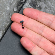 16G 5/16 Clear CZ Gem Black Lush Leaves Curved Eyebrow Ring