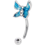 16G 5/16 Clear Gem Chunky Butterfly Blue Curved Eyebrow Ring