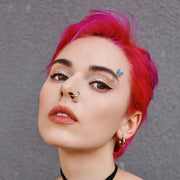 16G 5/16 Clear Gem Chunky Butterfly Blue Curved Eyebrow Ring
