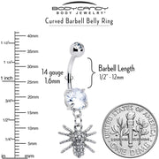 Clear CZ Gem Goth Glam Spider Dangle Belly Ring