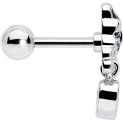 16G 1/4 Pink CZ Gem Sleepy French Bulldog Dangle Cartilage Earring