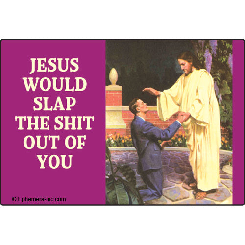 JESUS WOULD SLAP THE SHIT OUT OF YOU. Refrigerator Magnet