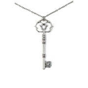 Antique Key Pendant Necklace in Aged Brass Tone or Silver