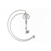 Antique Key Pendant Necklace in Aged Brass Tone or Silver