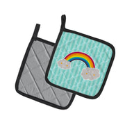 Rainbow in Clouds Pot Holders - Set of 2 - Heat-Resistant Kitchen Essentials BB6789PTHD