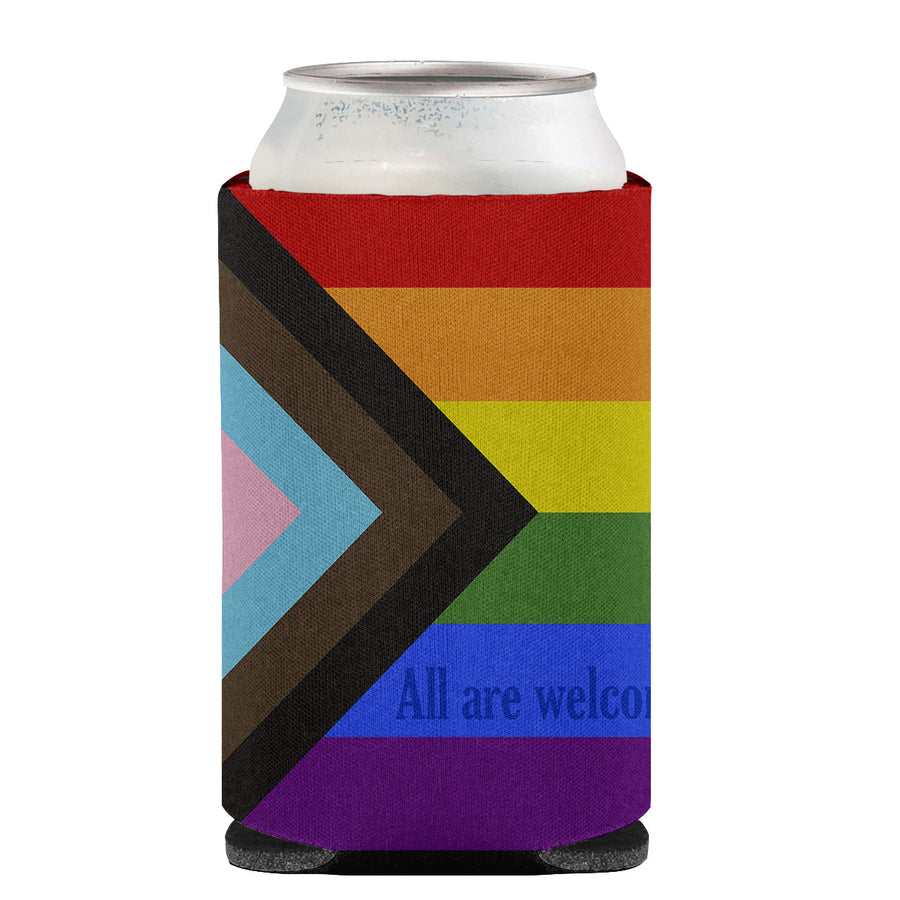 Gay Pride Progress Pride All are Welcome Can or Bottle Hugger