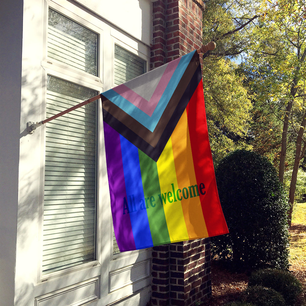 Gay Pride Progress Pride All are Welcome Flag Canvas House Size