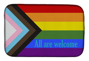 Gay Pride Progress Pride All are Welcome Dish Drying Mat – Absorbent, Artistic Kitchen Essentials