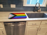 Gay Pride Progress Pride All are Welcome Dish Drying Mat – Absorbent, Artistic Kitchen Essentials