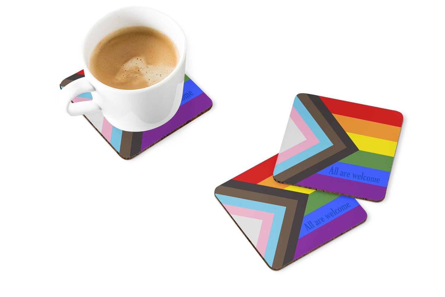 Gay Pride Progress Pride All are Welcome Foam Coaster