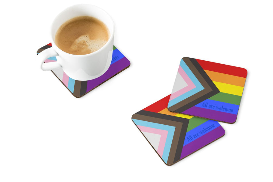 Gay Pride Progress Pride All are Welcome Foam Coaster