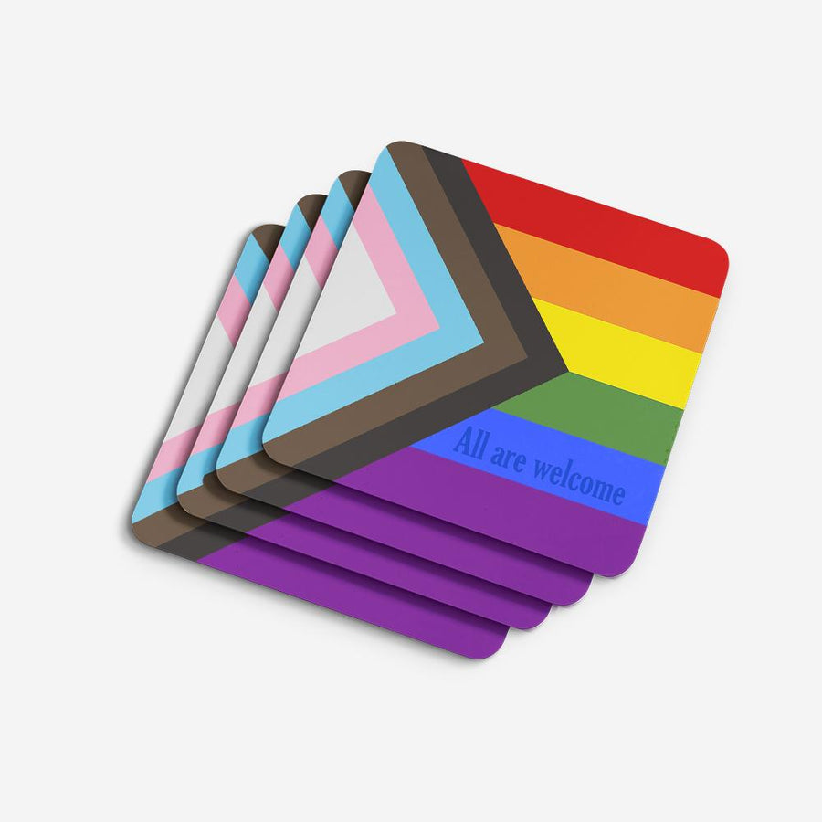 Gay Pride Progress Pride All are Welcome Foam Coaster