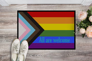 Gay Pride Progress Pride All are Welcome Doormat - 24x36 Decorative Floor Mat – Indoor/Outdoor Rug with Artistic Flair