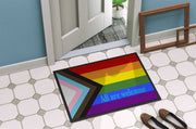 Gay Pride Progress Pride All are Welcome Doormat - 24x36 Decorative Floor Mat – Indoor/Outdoor Rug with Artistic Flair