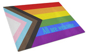 Gay Pride Progress Pride All are Welcome Glass Cutting Boards – Durable, Decorative Kitchen Art Large
