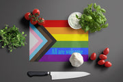 Gay Pride Progress Pride All are Welcome Glass Cutting Boards – Durable, Decorative Kitchen Art Large