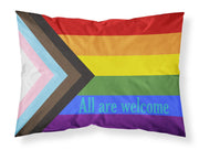 Gay Pride Progress Pride All are Welcome Fabric Standard Pillowcase – Artistic Decorative Front, White Back