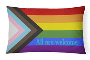 Gay Pride Progress Pride All are Welcome Canvas Fabric Decorative Pillow