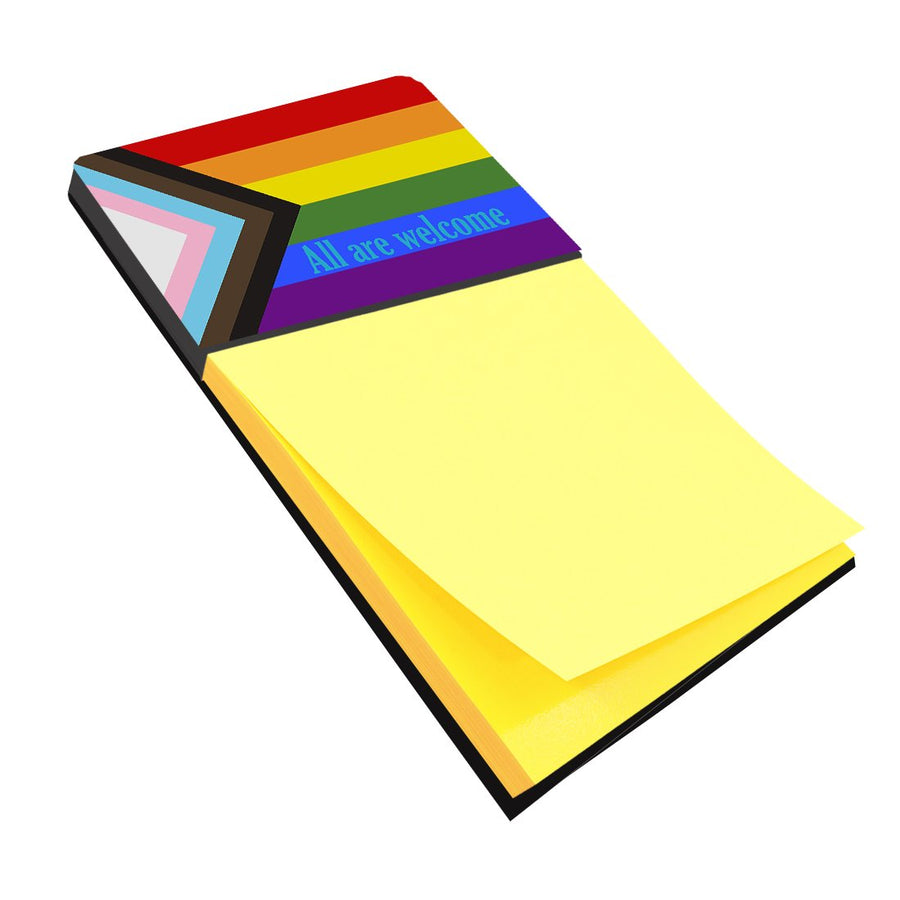 Progress Pride All are Welcome Sticky Note Holder- Refiilable Desk Accessory Note Pad