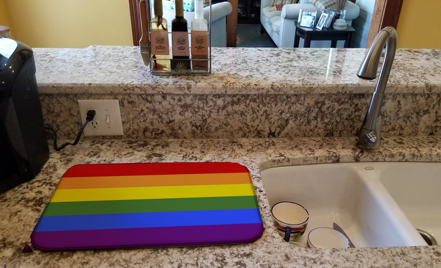 Gay Pride Dish Drying Mat – Absorbent, Artistic Kitchen Essentials
