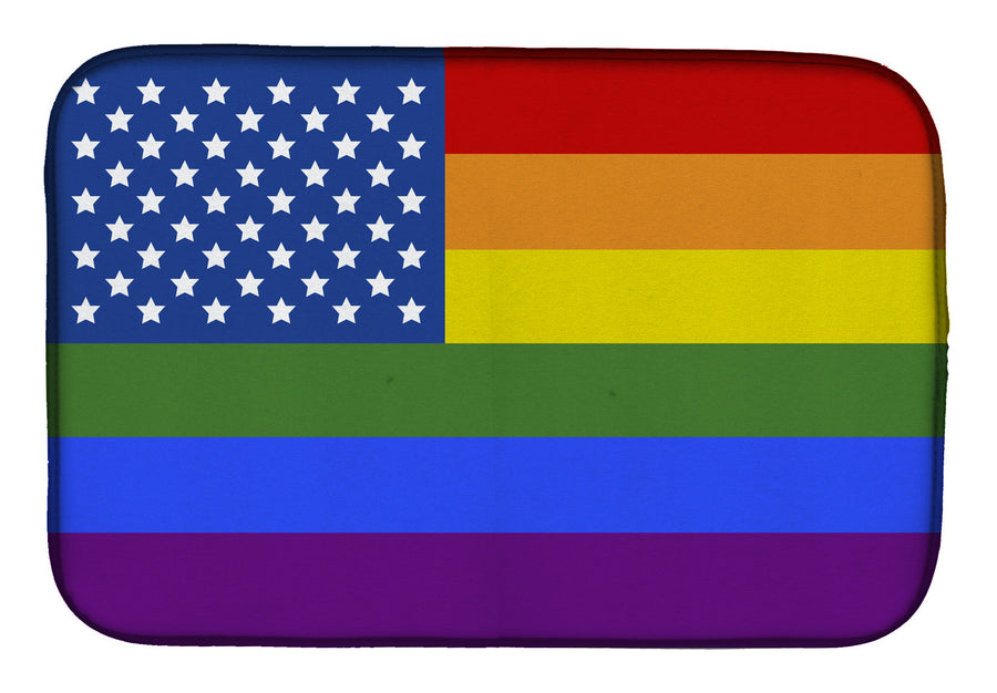 USA Gay Pride Dish Drying Mat – Absorbent, Artistic Kitchen Essentials