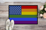 USA Gay Pride Doormat - 24x36 Decorative Floor Mat – Indoor/Outdoor Rug with Artistic Flair
