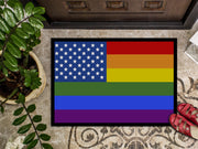 USA Gay Pride Doormat - 24x36 Decorative Floor Mat – Indoor/Outdoor Rug with Artistic Flair