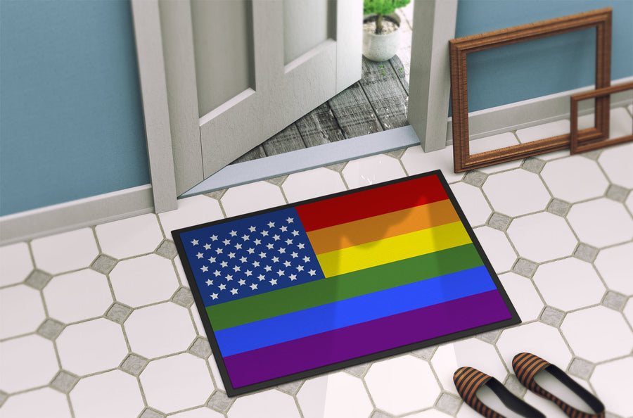 USA Gay Pride Doormat - 24x36 Decorative Floor Mat – Indoor/Outdoor Rug with Artistic Flair