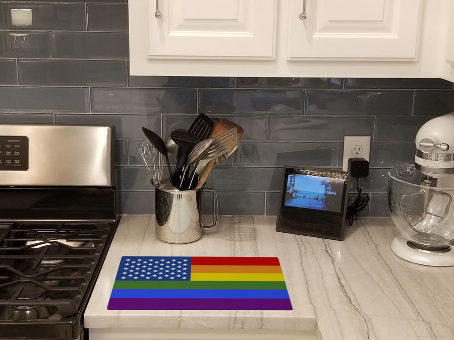 USA Gay Pride Glass Cutting Boards – Durable, Decorative Kitchen Art Large