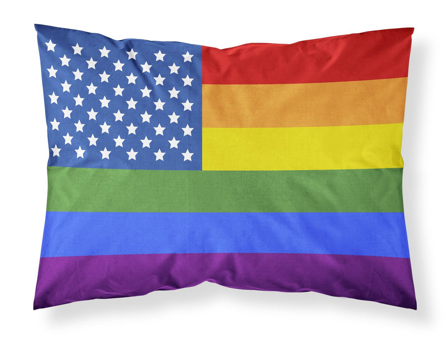 USA Gay Pride Fabric Standard Pillowcase – Artistic Decorative Front, White Back