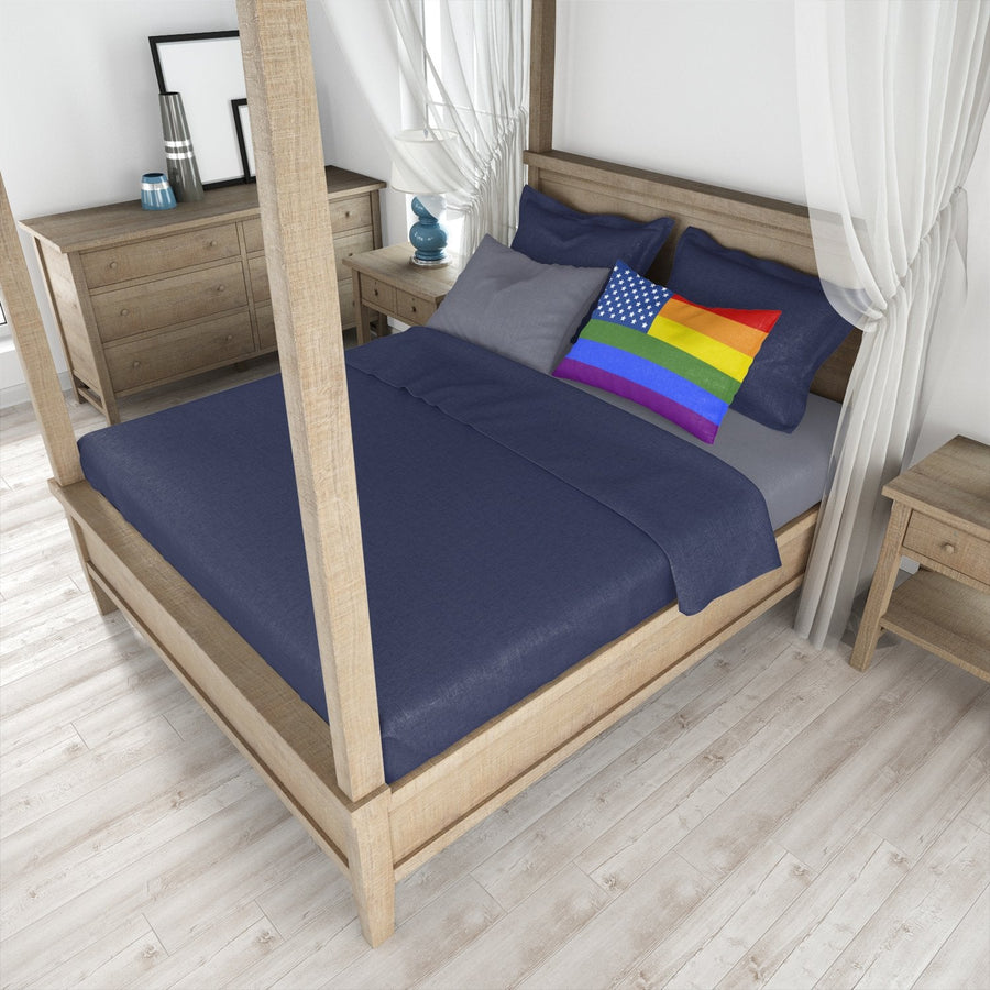 USA Gay Pride Fabric Standard Pillowcase – Artistic Decorative Front, White Back