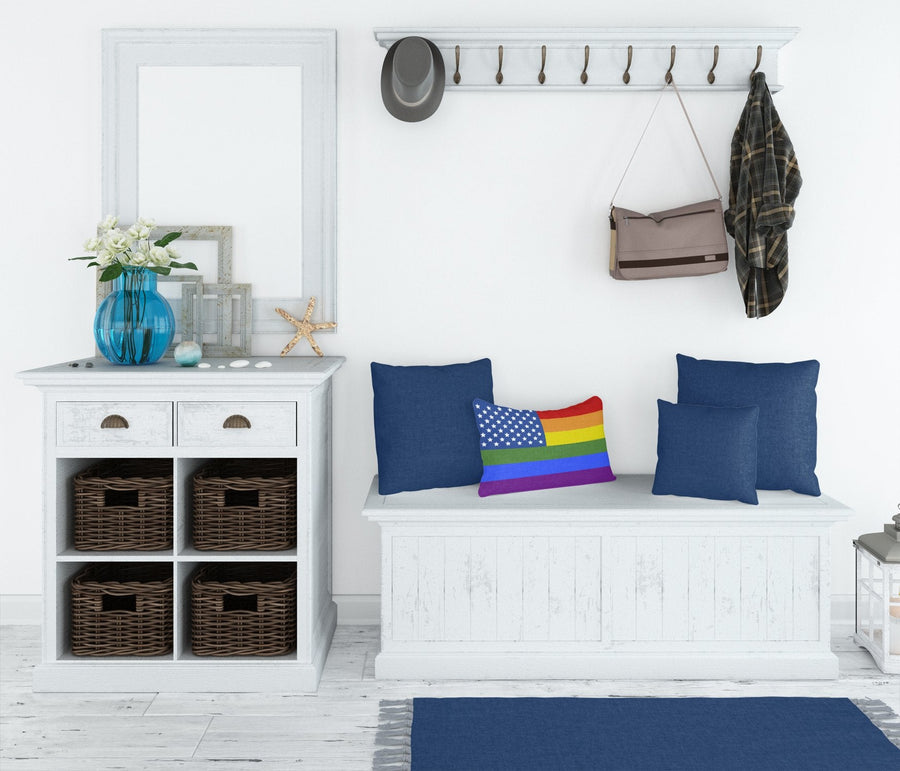 USA Gay Pride Canvas Fabric Decorative Pillow