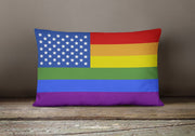 USA Gay Pride Canvas Fabric Decorative Pillow