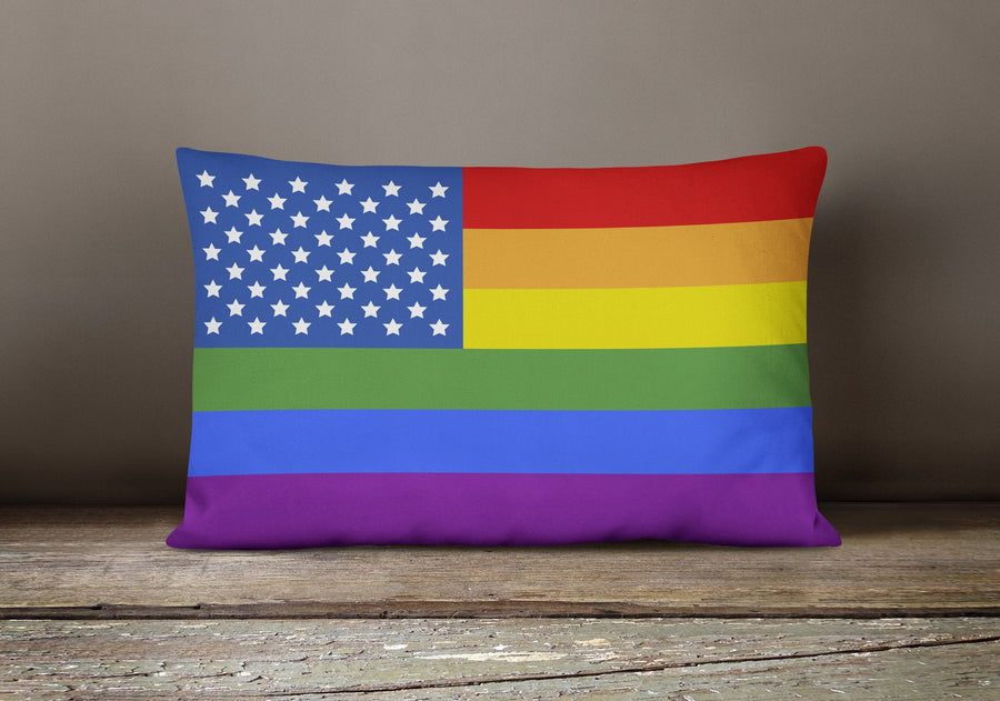 USA Gay Pride Canvas Fabric Decorative Pillow