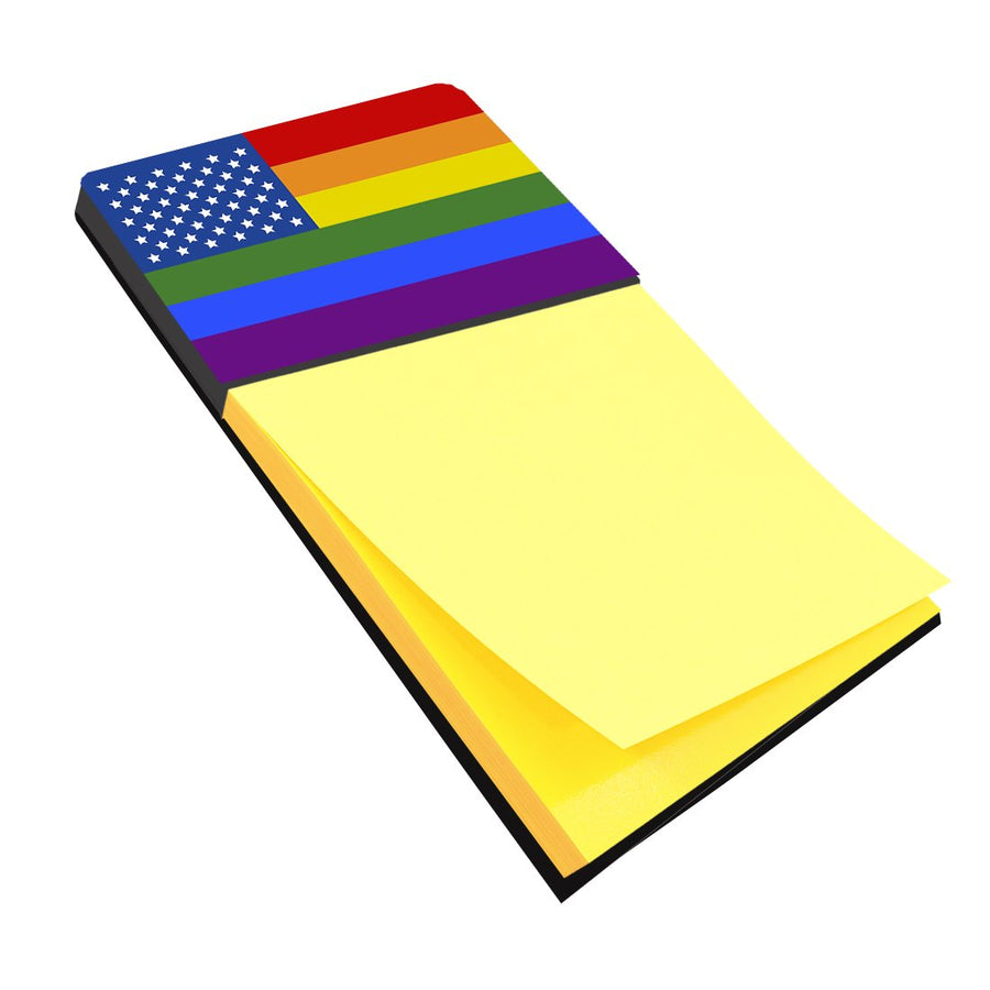 USA Rainbow Pride Sticky Note Holder- Refiilable Desk Accessory Note Pad