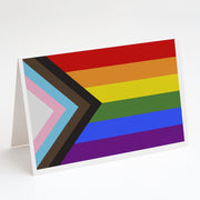 Gay Pride Progress Pride Greeting Cards -  Blank Note Cards – 8-Pack of Artist-Designed Cards with Envelopes