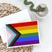 Gay Pride Progress Pride Greeting Cards -  Blank Note Cards – 8-Pack of Artist-Designed Cards with Envelopes