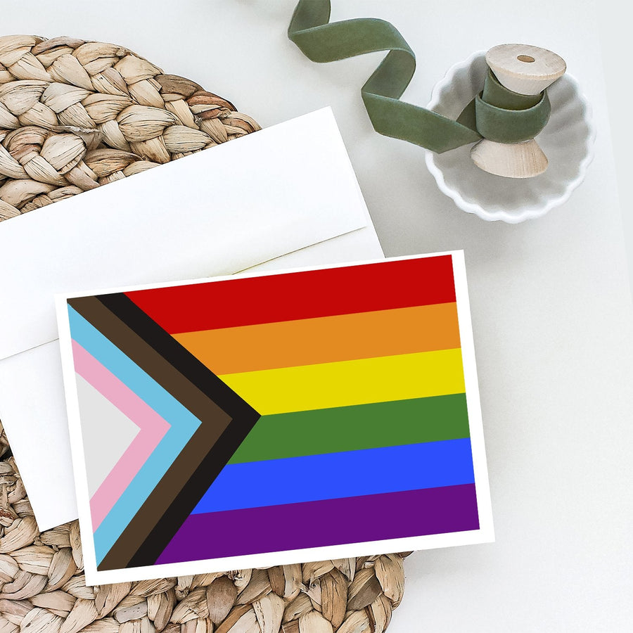 Gay Pride Progress Pride Greeting Cards -  Blank Note Cards – 8-Pack of Artist-Designed Cards with Envelopes