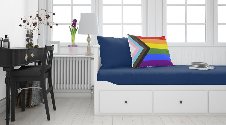 Gay Pride Progress Pride Fabric Standard Pillowcase – Artistic Decorative Front, White Back