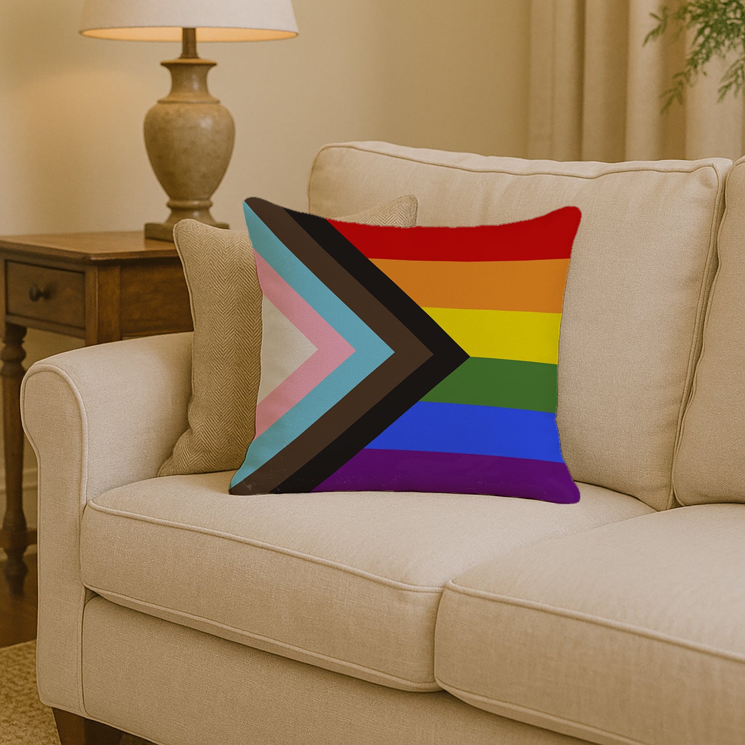 Gay Pride Progress Pride Throw Pillow - 14x14 Decorative Pillow – Art for Your Home & Patio