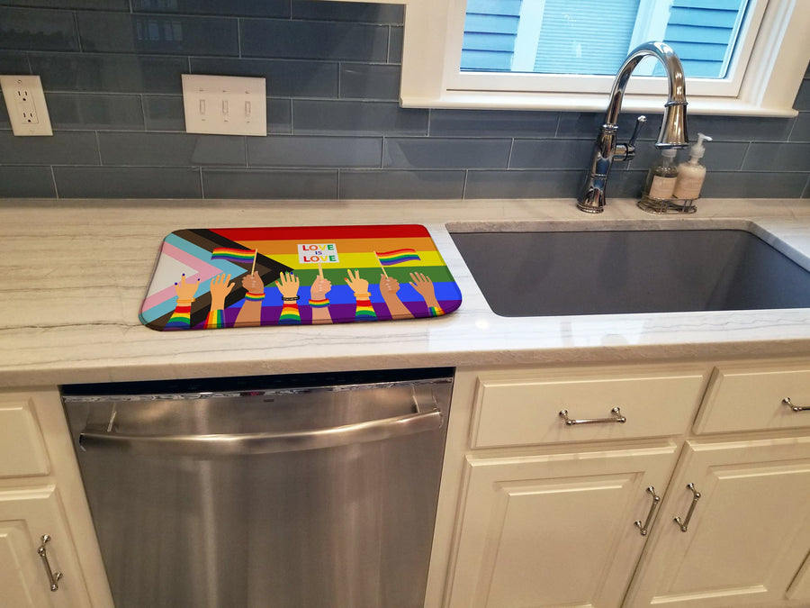 Gay Pride Parade Progress Pride Dish Drying Mat – Absorbent, Artistic Kitchen Essentials
