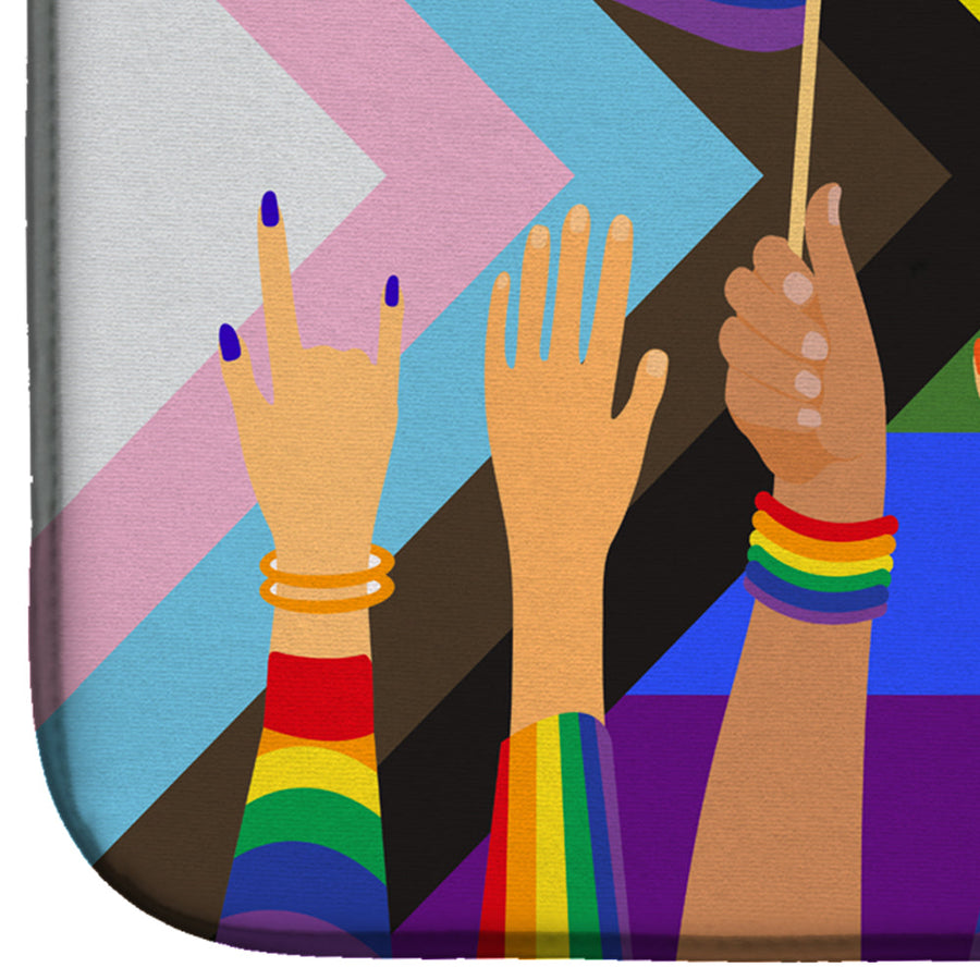 Gay Pride Parade Progress Pride Dish Drying Mat – Absorbent, Artistic Kitchen Essentials