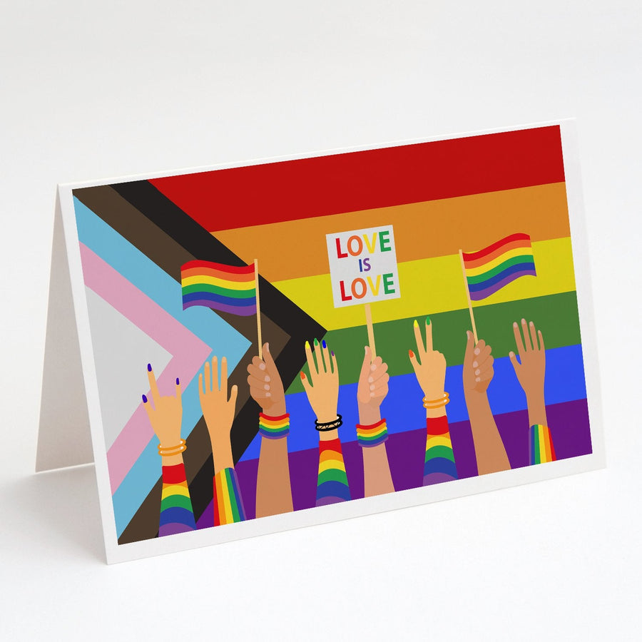 Gay Pride Parade Progress Pride Greeting Cards -  Blank Note Cards – 8-Pack of Artist-Designed Cards with Envelopes