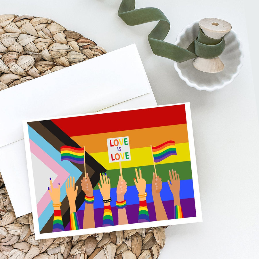 Gay Pride Parade Progress Pride Greeting Cards -  Blank Note Cards – 8-Pack of Artist-Designed Cards with Envelopes