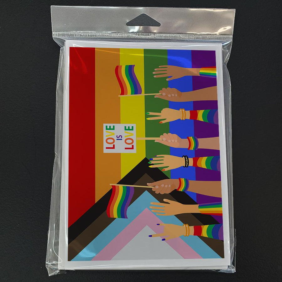 Gay Pride Parade Progress Pride Greeting Cards -  Blank Note Cards – 8-Pack of Artist-Designed Cards with Envelopes