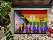 Gay Pride Parade Progress Pride Doormat - 18x27 Decorative Floor Mat – Indoor/Outdoor Rug with Artistic Flair