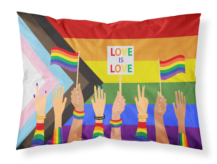Progress Pride Fabric Standard Pillowcase – Artistic Decorative Front, White Back