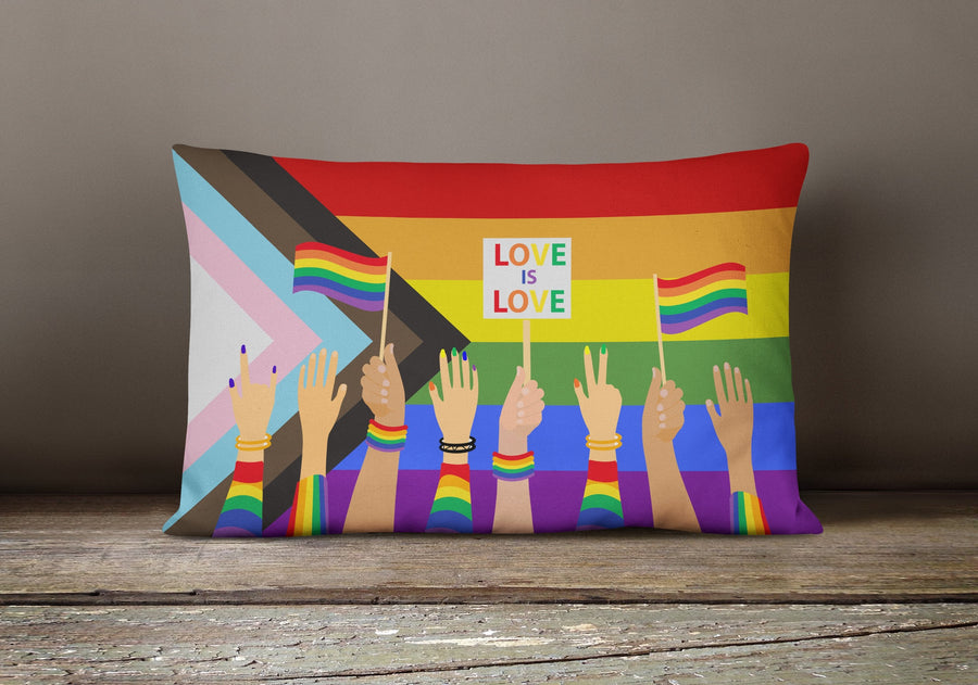 Gay Pride Parade Progress Pride Canvas Fabric Decorative Pillow