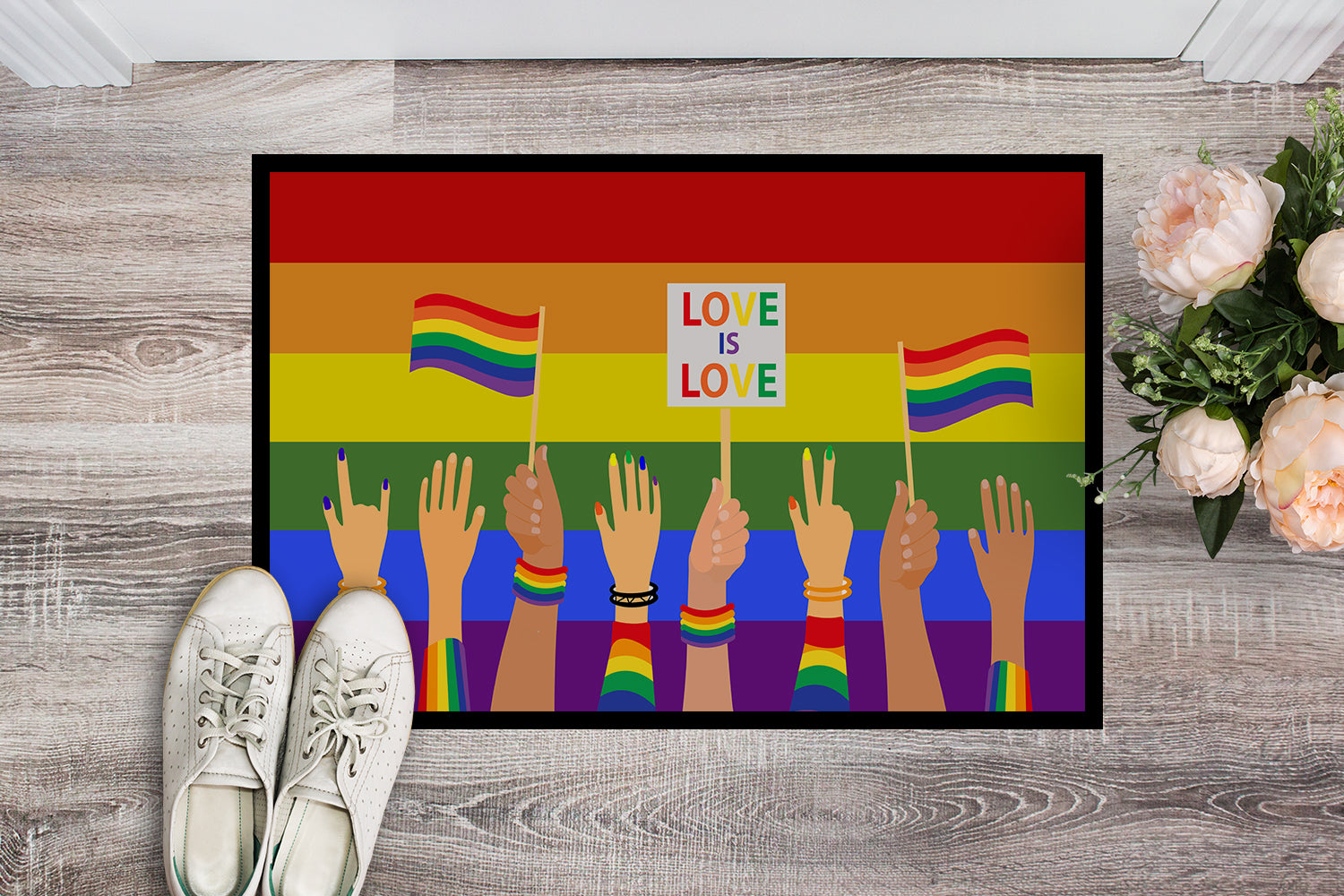 Gay Pride Parade Doormat - 24x36 Decorative Floor Mat – Indoor/Outdoor Rug with Artistic Flair