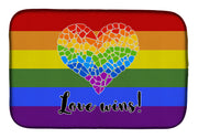 Gay Pride Love Wins Mosaic Heart Dish Drying Mat – Absorbent, Artistic Kitchen Essentials